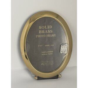 Vintage Solid Brass Oval Picture Frame For 5x7  Footed Hand Polished Lacquer